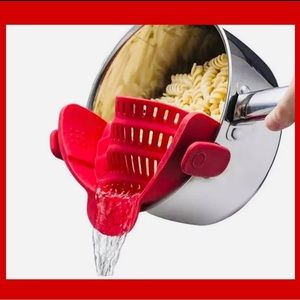 RED Universal Silicone Clip on Pan Pot Strainer